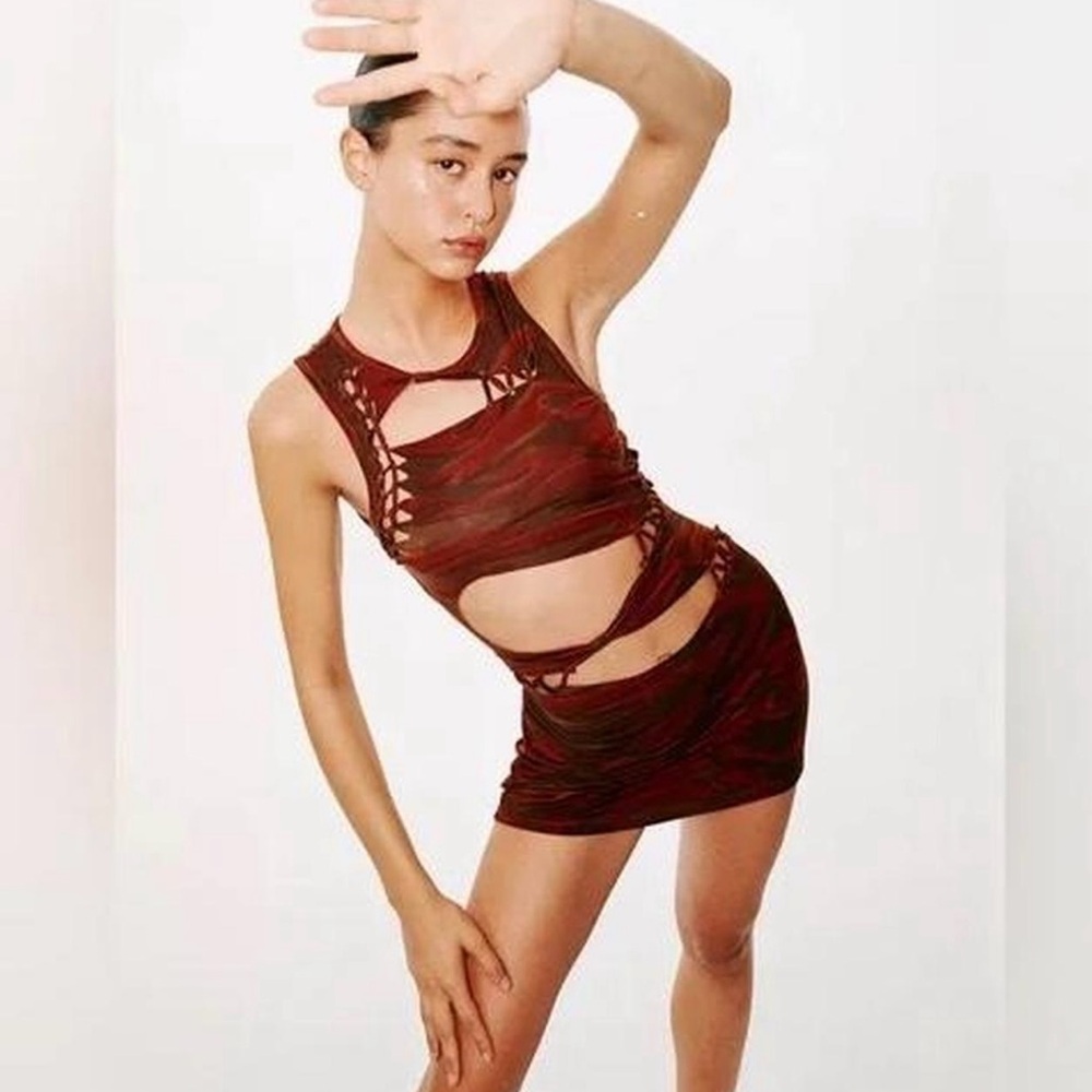 With Jean Red Cutout Mini Dress